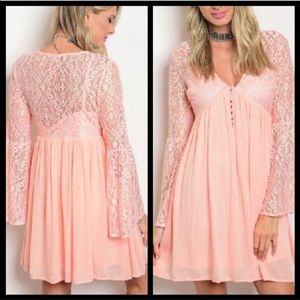 Long belled sleeve boho style dress